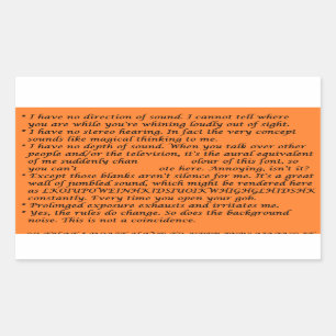 Single-Sided Deafness Crib Sheet Rectangular Sticker