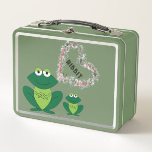 Single Sided Frog and Floral Lover Metal Lunchbox