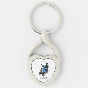 Single sided twisted heart keychain