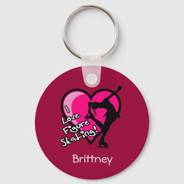 Single Skater, pink - Add Your Name KeyChain (Front)