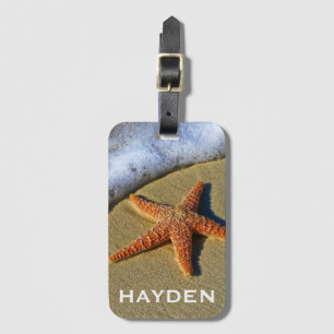 Single Starfish on Beach Personalised Luggage Tag
