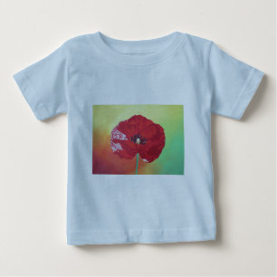 Single Stem Poppy On Red Green And Orange Backgrou Baby T-Shirt