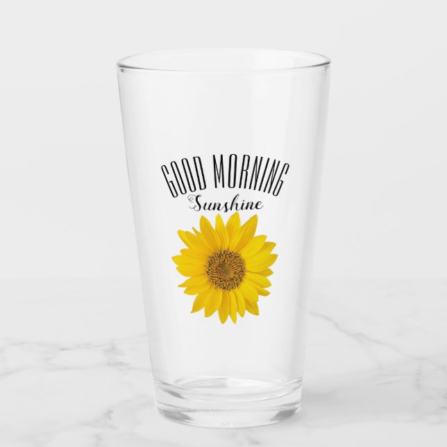 Single Sunflower Good Morning Sunshine Glass (Front)