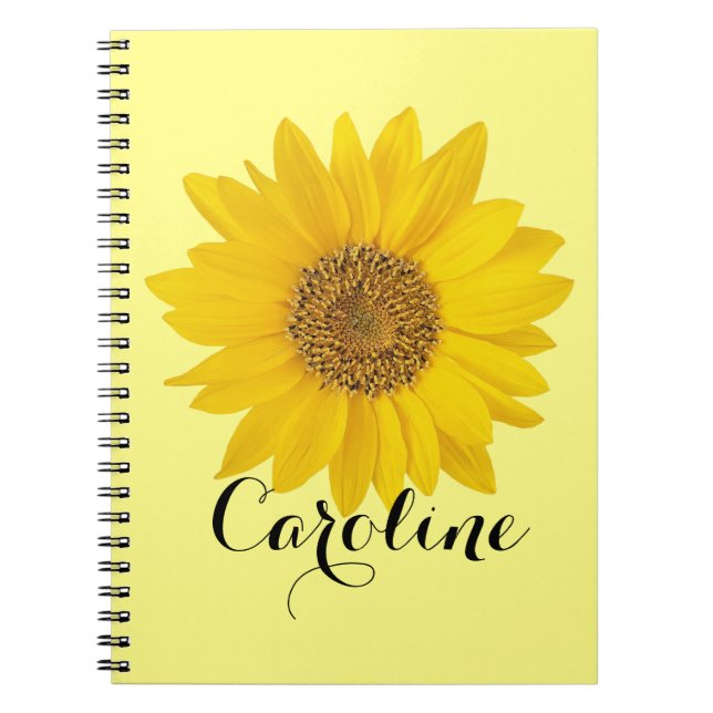 Single Sunflower with Custom Name Notebook (Front)