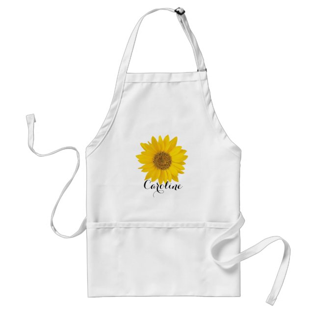 Single Sunflower with Custom Name Standard Apron (Front)