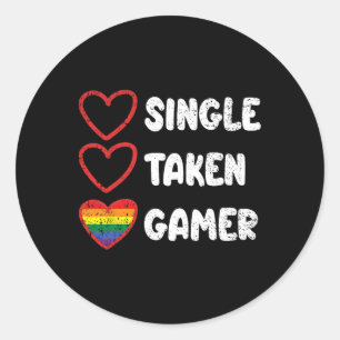 Single Taken Gamer Gay Pride Flag Lgbt-q Gaming Vi Classic Round Sticker