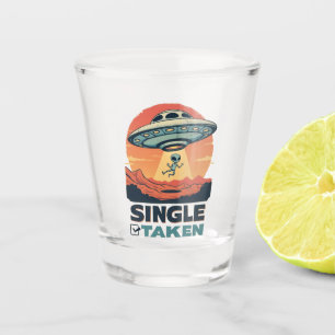 Single Taken Spaceship Abducting Alien Valentine Shot Glass