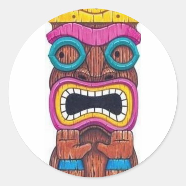 single tiki mask classic round sticker (Front)