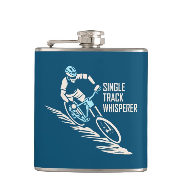 Single Track Whisperer Mountain Biking Hip Flask (Front)