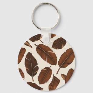 single Tropical Banana Leaves Pattern Keychain