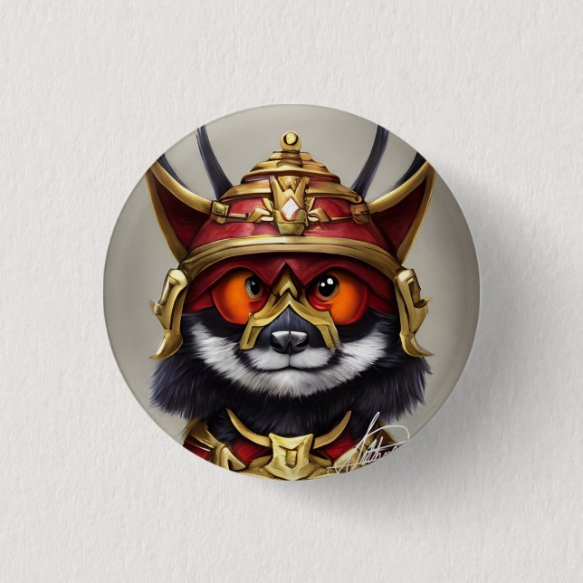 single warrior  red panda button (Front)