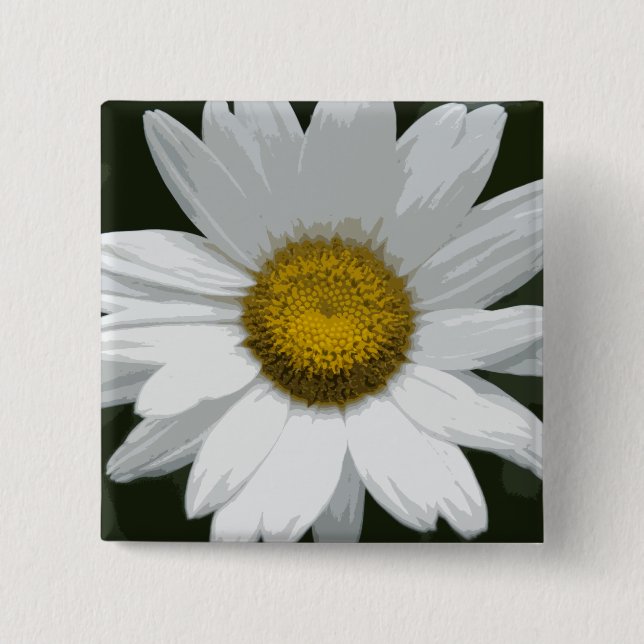 Single White Daisy 15 Cm Square Badge (Front)
