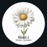 Single White Daisy Flower  Classic Round Sticker<br><div class="desc">Customise with any text or leave blank.</div>