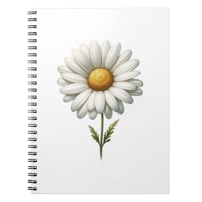 Single White Daisy Flower Herb Journal (Front)