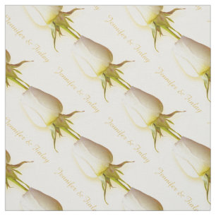 Single white rose wedding custom name fabric