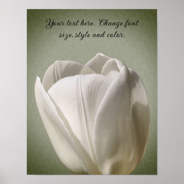 Single White Tulip Flower Create Your Own Text Poster (Front)