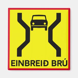 Single-Width Bridge, Traffic Sign, Iceland Magnet
