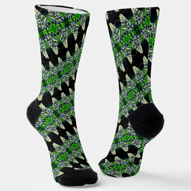 Single Wild Purple Lupine Flower Pattern    Socks (Angled)