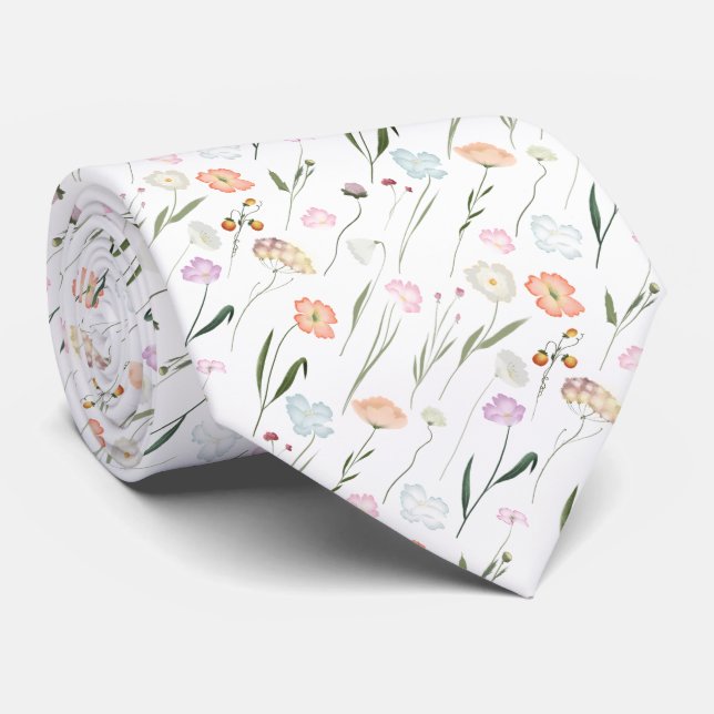 Single Wildflowers Floating On Stems Tie (Rolled)