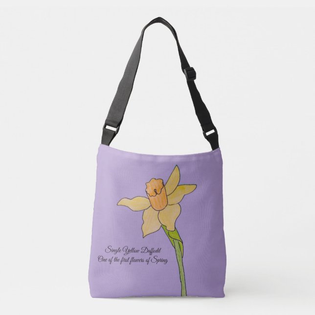 Single Yellow Daffodil Pale Purple Crossbody Bag (Front)