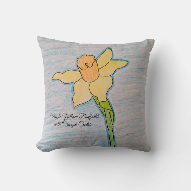 Single Yellow Daffodil with Orange Centre Cushion (Front)