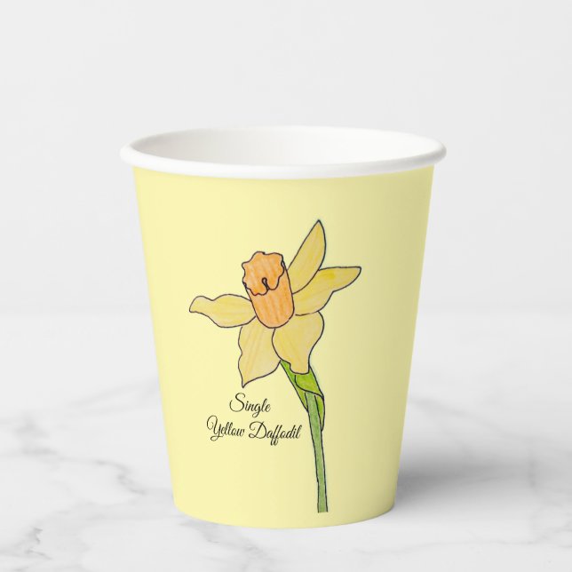 Single Yellow Daffodil with Orange Centre Paper Cups (Front)