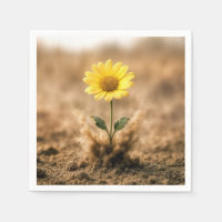 Single Yellow Daisy Bursting Out of Dirt