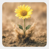 Single Yellow Daisy Bursting Out of Dirt