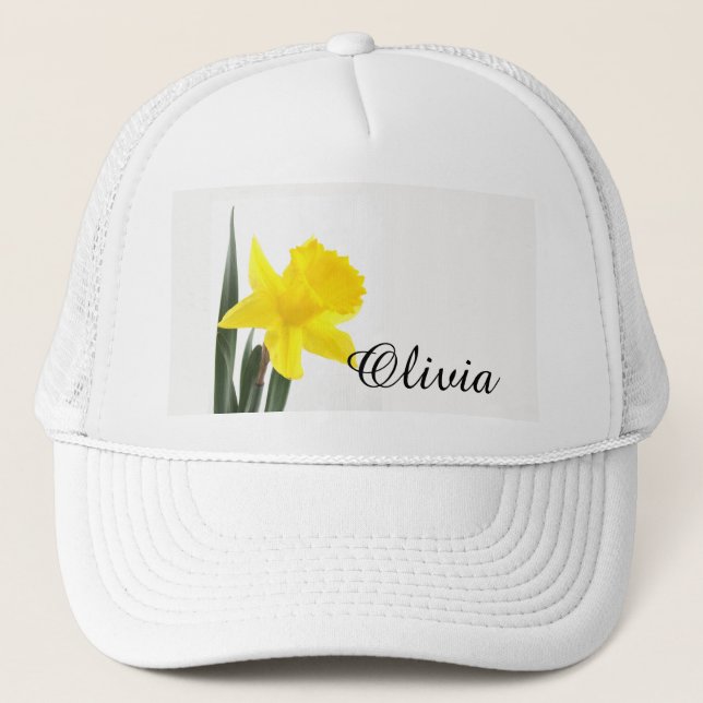 Single Yellow Narcissus Daffodil Trucker Hat (Front)