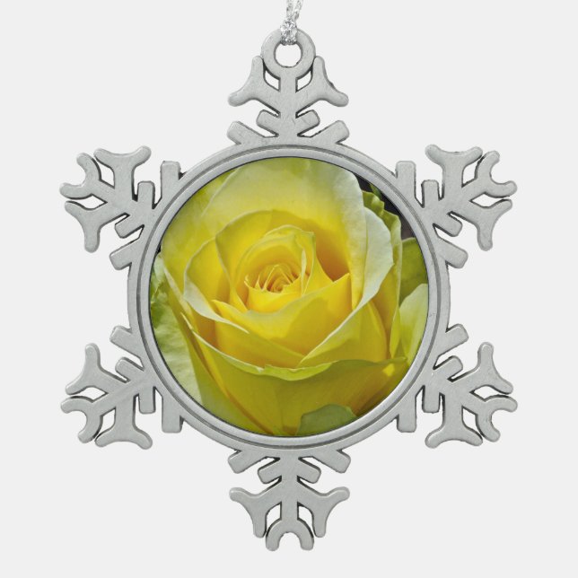 Single yellow rose christmas ornament (Front)