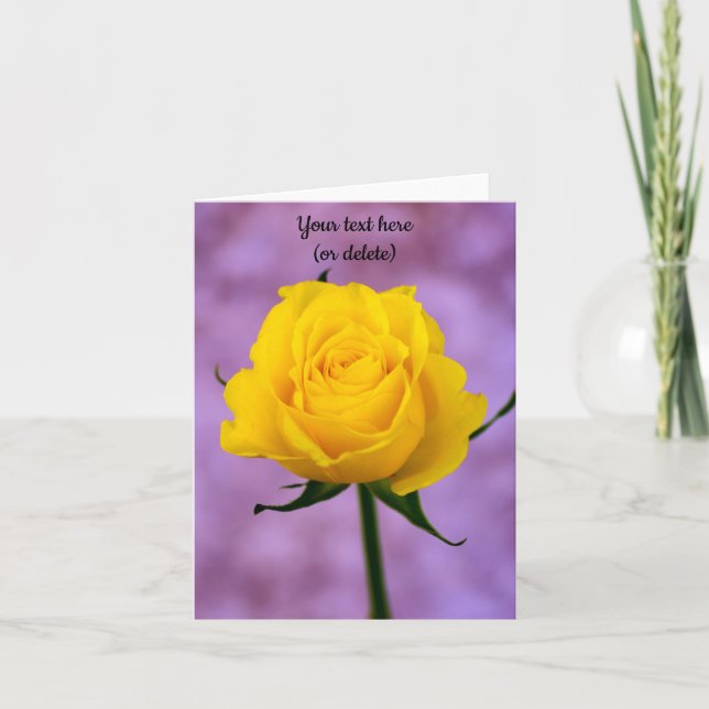 Single Yellow Rose Greeting Card (Front)