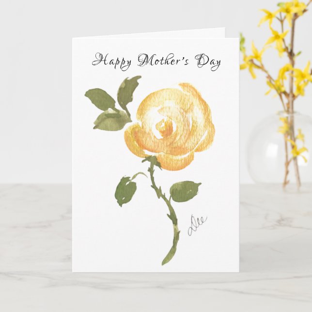 Single Yellow Rose-Mother's Day Card (Yellow Flower)