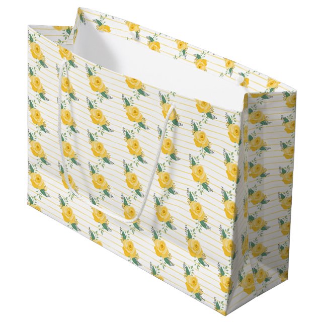 Single Yellow Rose of Texas Large Gift Bag (Front Angled)