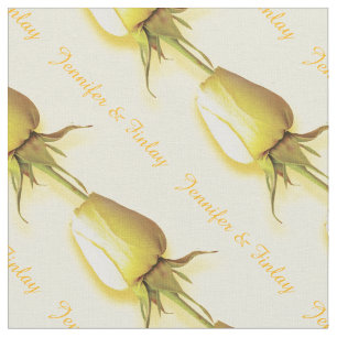 Single yellow rose wedding custom name fabric