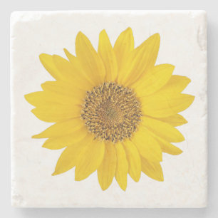 Single Yellow Sunflower Stone Coaster