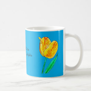 Single Yellow Tulip Red Highlights Coffee Mug