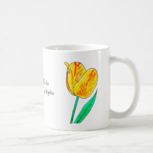 Single Yellow Tulip Red Highlights Coffee Mug