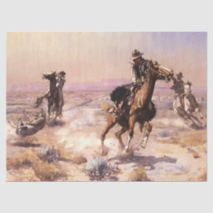 “Singlehanded” Western Art by Charles M Russell Tissue Paper