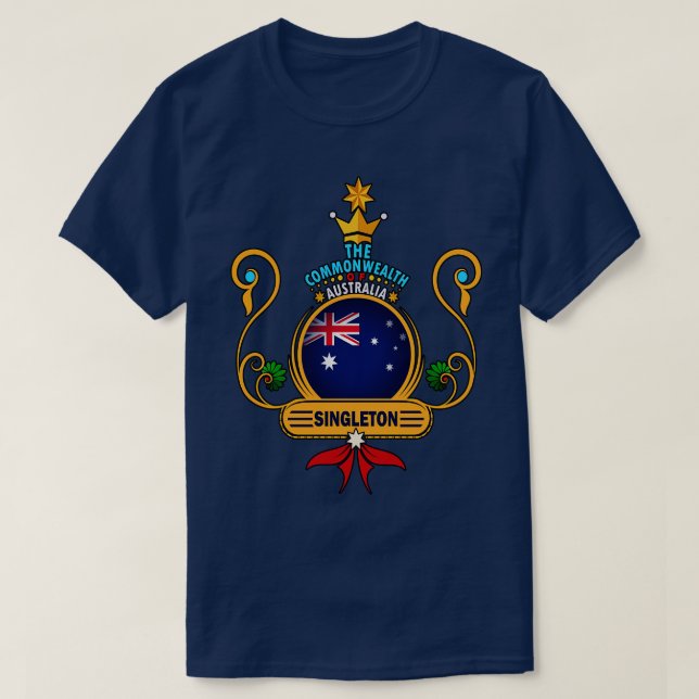 Singleton town Australian Flag Souvenir T-Shirt (Design Front)