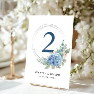 SINI Blue Hydrangea Table Number Card