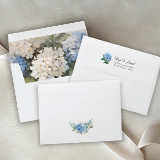 SINI Blue Hydrangea Wedding Invitation Envelope