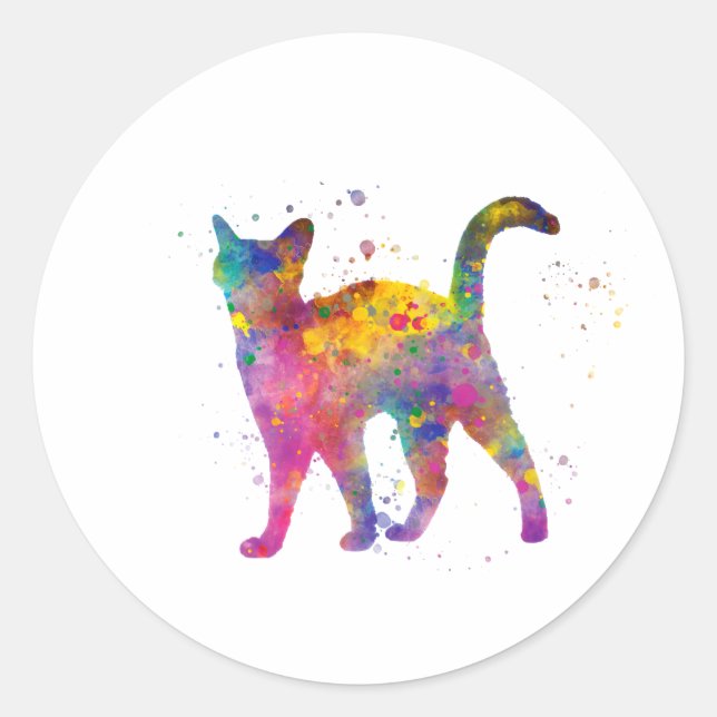 Sinished cat silhouette classic round sticker (Front)