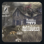 Sinister Avenue Scary Halloween Party Favour Square Sticker<br><div class="desc">Sinister Avenue Scary Halloween Party Favour Stickers. Matching invitations available. ( zombie party type is removable. Just delete the object.)</div>