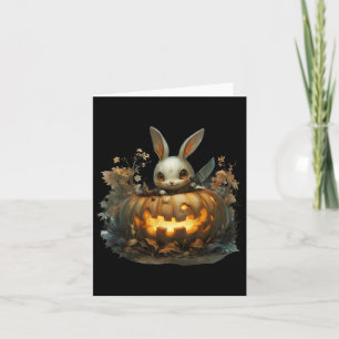 Sinister Bunny Mayhem Creepy Halloween Bunny Pumpk Card