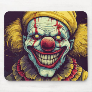 Sinister Carnival Clown Illustration Art Mouse Pad