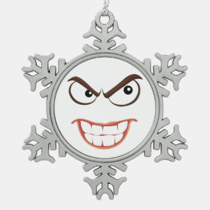 SINISTER FACE SNOWFLAKE PEWTER CHRISTMAS ORNAMENT