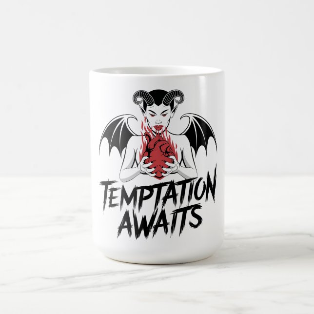Sinister Gothic Demon Design - Temptation Awaits  Coffee Mug (Center)