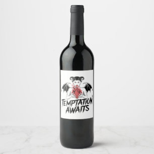 Sinister Gothic Demon Design - Temptation Awaits  Wine Label