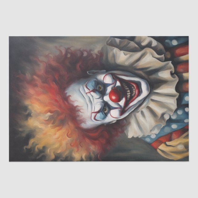 Sinister Grin: Scary Clown Decoupage  Tissue Paper (Front)
