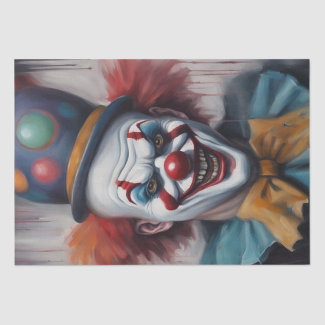 Sinister Grin: Scary Clown Decoupage  Tissue Paper (Front)